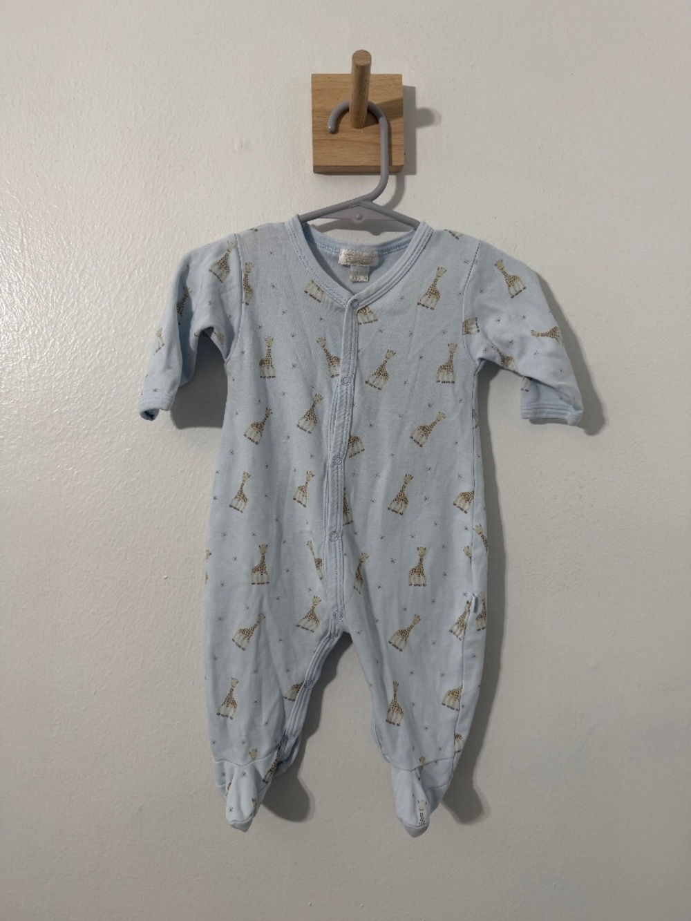 Kissy Kissy x Sophie The Giraffe Blue Footie Pajamas 3-6 Months Snap Button